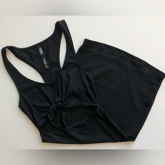 Victoria Secret Sport Dress Women’s S Black Open Mid Section Tank Tie Knot Front - Picture 5 of 11